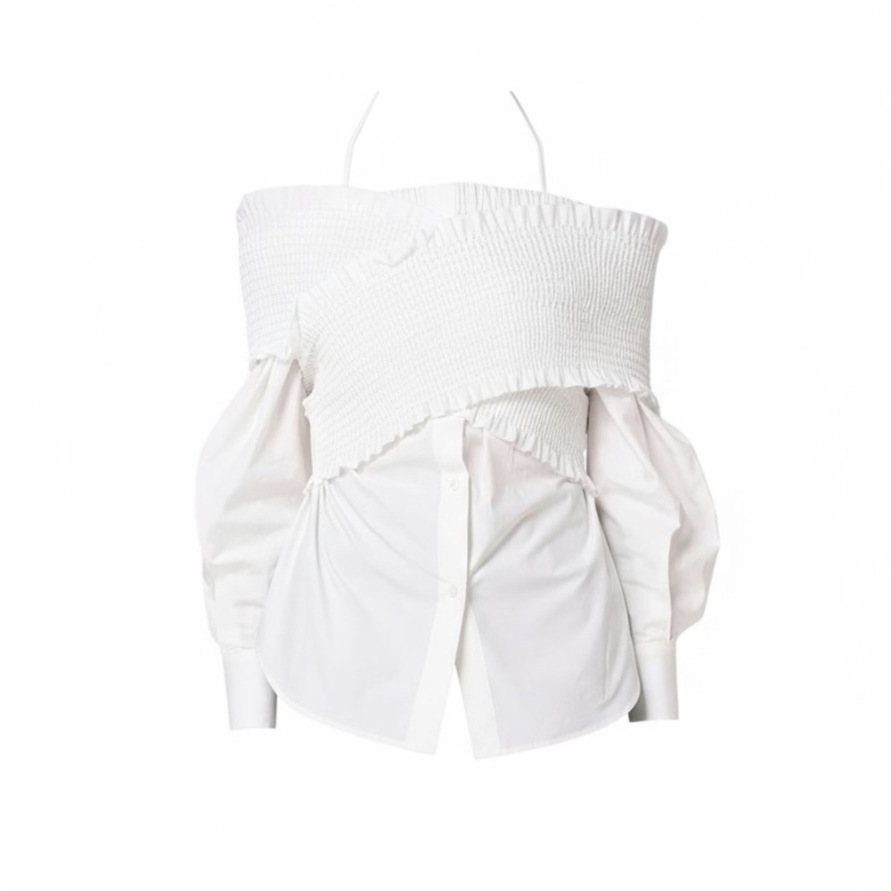 MSGM White Button Up Shirt Blouse